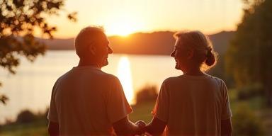 Image depicting a couple enjoying retirement with a scenic view.